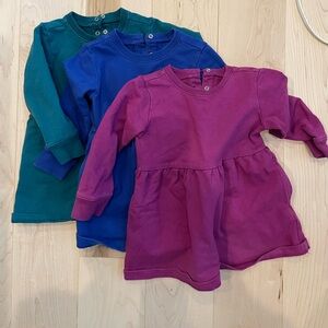 Set of three primary cozy pocket dresses 12-18 months